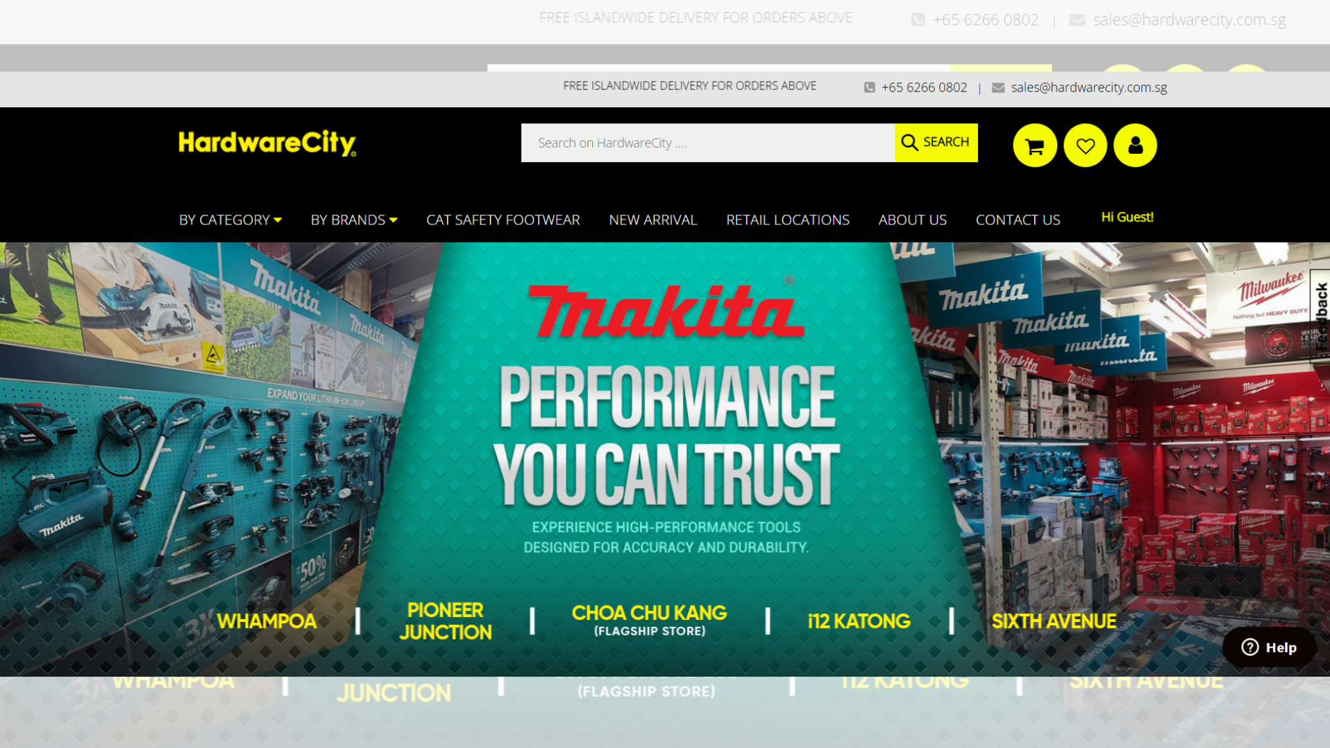 HardwareCity Singapore storefront offering a wide range of hardware tools, DIY products, and home improvement supplies.